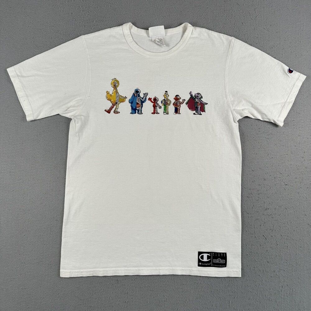 Champion Blank‎ Slate Sasame Street White Short Sleeve Shirt Mens Size Medium